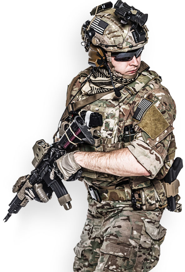 a Military personel holding a gun